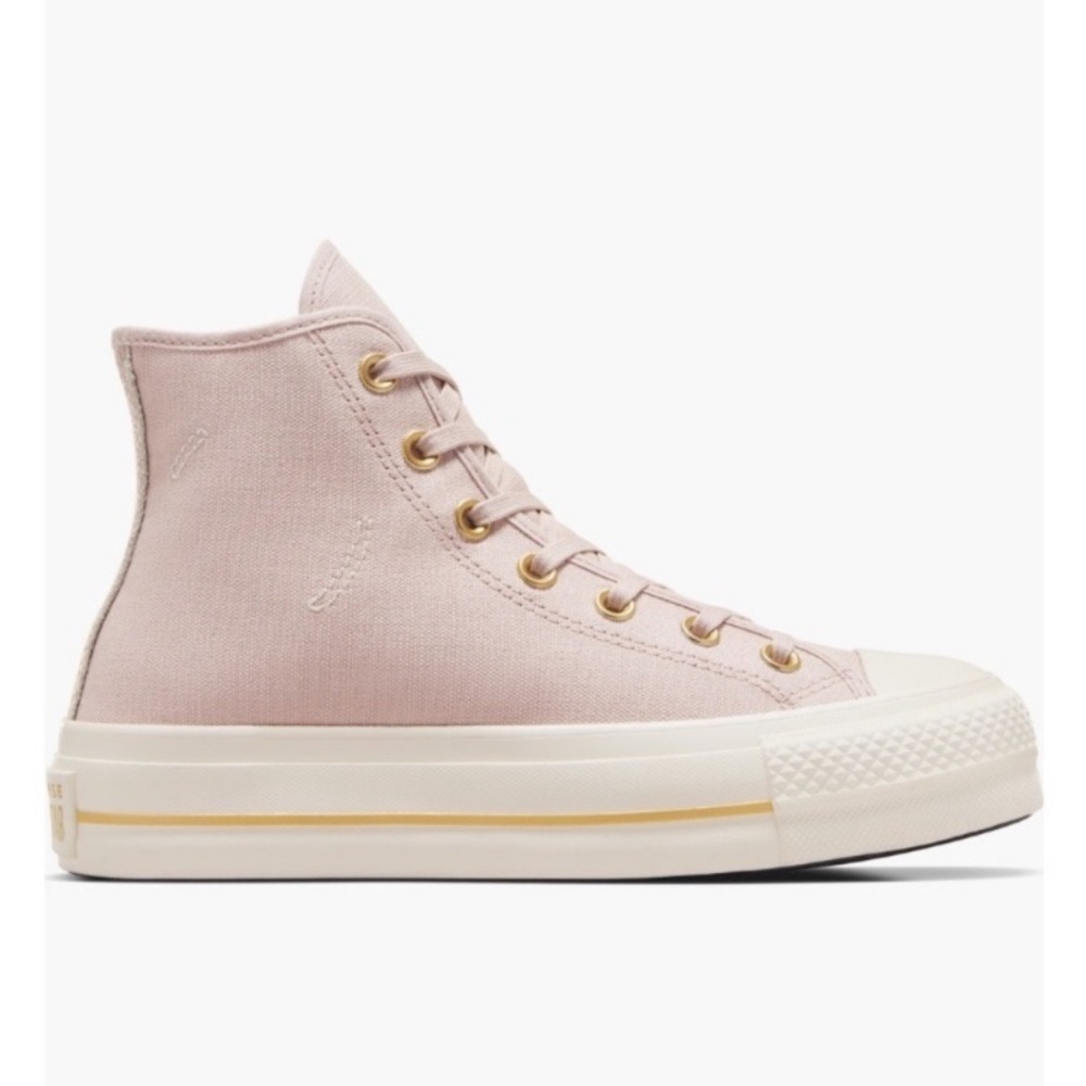 Converse Mauve Canvas High-Top Chuck Taylor Sneakers with Gold Accents - Picture 14 of 16